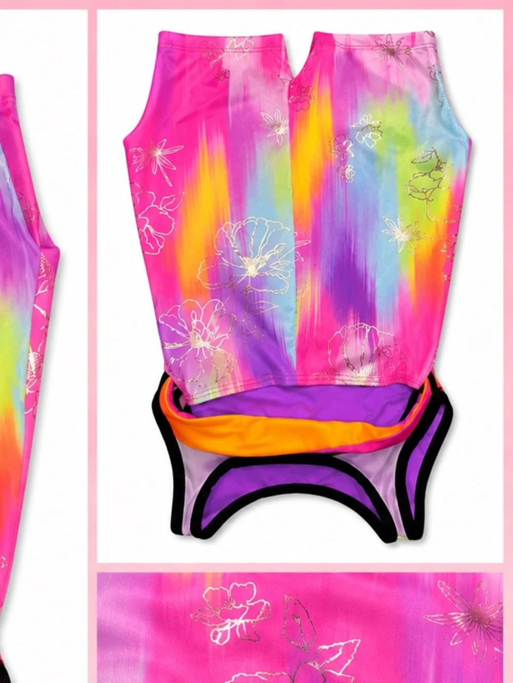 Vibrant Pink Floral One-Piece gymnastics